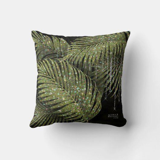 Jewel Palm Leaf Wedding Green ID830 Kussen (Achterkant)