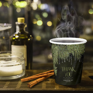 Jewel Palm Leaf Wedding Green ID830 Papieren Bekers