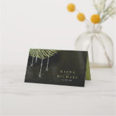 Jewel Palm Leaf Wedding Green ID830 Place Card Plaatskaartje (Achterkant)
