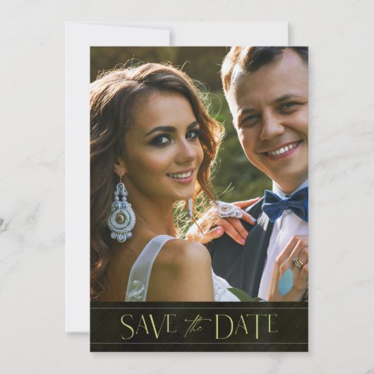 Jewel Palm Leaf Wedding Green ID830 Save The Date (Voorkant)