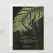 Jewel Palm Leaf Wedding Green ID830 Save The Date (Achterkant)