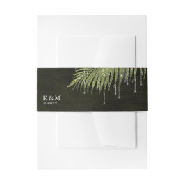 Jewel Palm Leaf Wedding Green ID830 Uitnodigingen Wikkel
