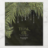 Jewel Palm Leaf Wedding Green ID830 Wijn Etiket (Enkel label)