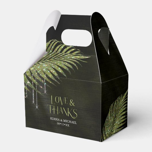 Jewel Palm Leaf Wedding Green V2 ID830 Bedankdoosjes (Voorkant Zijde)