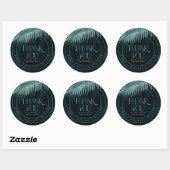 Jewel Palm Leaf Wedding Hartelijk dank Blauwgroen  Ronde Sticker (Vel)