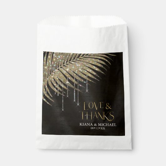 Jewel Palm Leaf Wedding Love Bedankt Gold ID83 Bedankzakje (Voorkant)