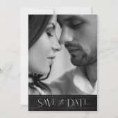 Jewel Palm Leaf Wedding Photo Silver ID830 Save The Date (Voorkant)