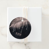 Jewel Palm Leaf Wedding Roos Gold/Navy ID830 Bedankjes Labels (In situ)