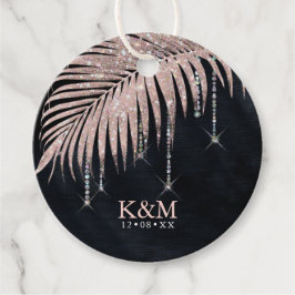 Jewel Palm Leaf Wedding Roos Gold/Navy ID830 Bedankjes Labels