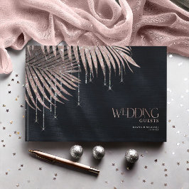 Jewel Palm Leaf Wedding Roos Gold/Navy ID830 Gastenboek