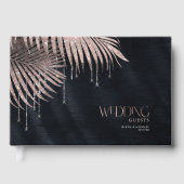 Jewel Palm Leaf Wedding Roos Gold/Navy ID830 Gastenboek (Voorkant)