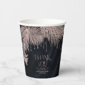 Jewel Palm Leaf Wedding Roos Gold/Navy ID830 Papieren Bekers (Voorkant)