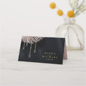 Jewel Palm Leaf Wedding Roos Gold/Navy ID830 Plaatskaartje (Achterkant)