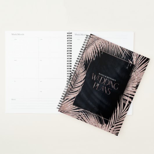 Jewel Palm Leaf Wedding Roos Gold/Navy ID830 Planner (Display)