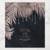 Jewel Palm Leaf Wedding Roos Gold/Navy ID830 Wijn Etiket (Enkel label)