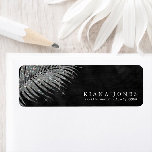 Jewel Palm Leaf Wedding Silver ID830 Etiket (Insitu)