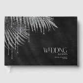 Jewel Palm Leaf Wedding Silver ID830 Gastenboek (Voorkant)