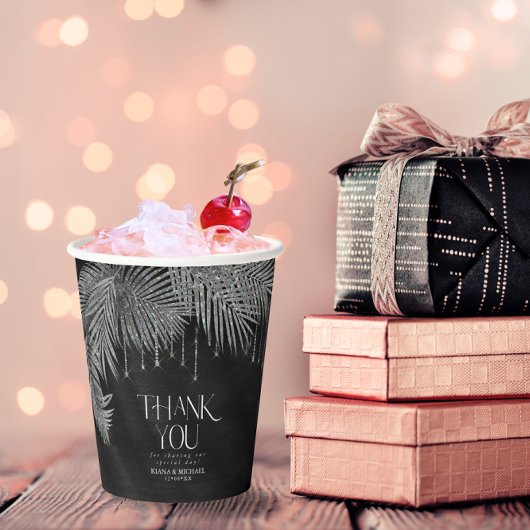 Jewel Palm Leaf Wedding Silver ID830 Papieren Bekers