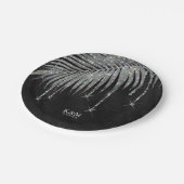 Jewel Palm Leaf Wedding Silver ID830 Papieren Bordje (Gekanteld)