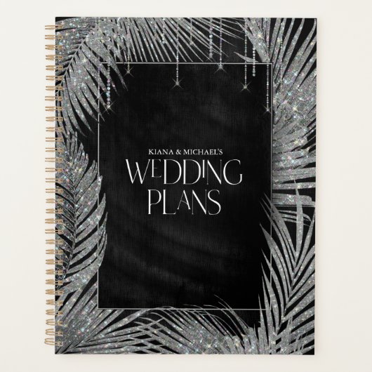 Jewel Palm Leaf Wedding Silver ID830 Planner (Voorkant)