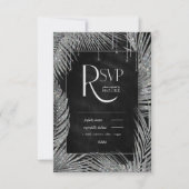Jewel Palm Leaf Wedding Silver ID830 RSVP Kaartje (Voorkant)