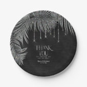 Jewel Palm Leaf Wedding Silver v2 ID830 Papieren Bordje (Voorkant)