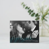 Jewel Palmblad Trouw Dank Je Teal ID830 Aankondigingskaart (Staand voorkant)