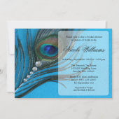 Jewel Peacock Feather Bridal Shower Invitations Kaart (Voorkant)