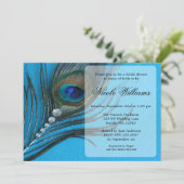 Jewel Peacock Feather Bridal Shower Invitations Kaart (Staand voorkant)