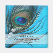 Jewel Peacock Feather Save the Date Magneet (Voorkant)