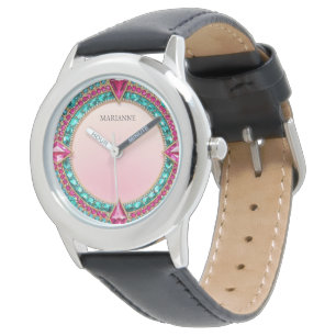 Jewel Pink en Turquoise Horloge