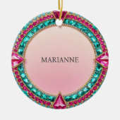 Jewel Pink en Turquoise Keramisch Ornament (Voorkant)