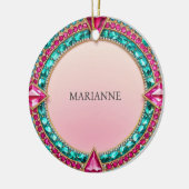 Jewel Pink en Turquoise Keramisch Ornament (Links)