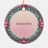 Jewel Pink en Turquoise Keramisch Ornament (Achterkant)