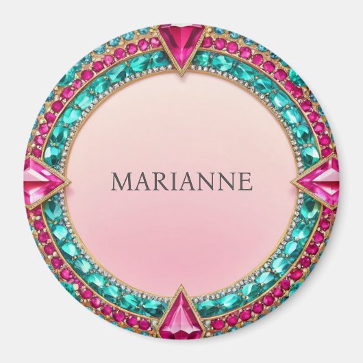 Jewel Pink en Turquoise Magneet (Voorkant)