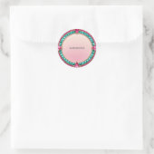 Jewel Pink en Turquoise Ronde Sticker (Tas)