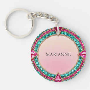 Jewel Pink en Turquoise Sleutelhanger