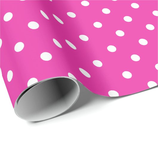 Jewel Pink | Wit Polka Dot inpakpapier (Rol Hoek)