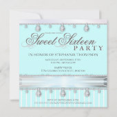 Jewel Sparkle Sweet 16 Birthday Party Kaart (Achterkant)
