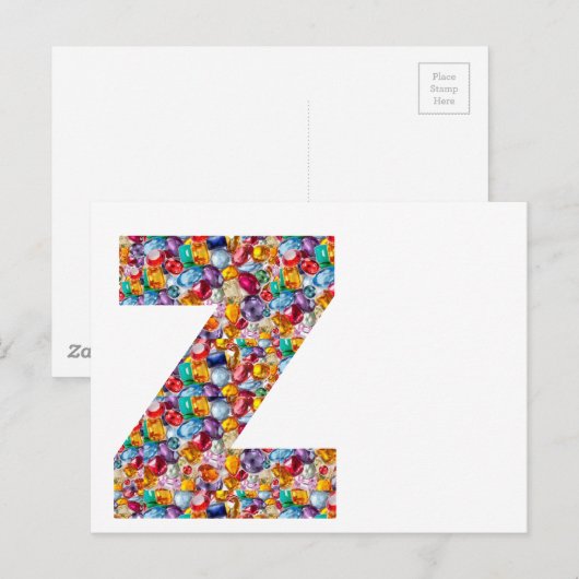 Jewel Stone Bezaaid Alpha ZZZ Z ZZ Verjaardagscade Briefkaart (Voorkant / Achterkant)