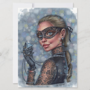 Jewel Thief Vrouw Diamond Mask Girl Art Kaart