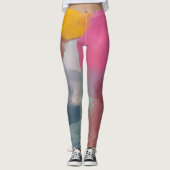 Jewel Tone Abstracte Fine Art Waterverf Leggings (Voorkant)