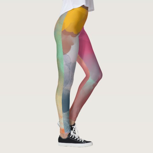 Jewel Tone Abstracte Fine Art Waterverf Leggings (Rechts)