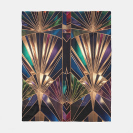 Jewel Tone Art Deco Multicolor Geometric Sunburst Fleece Deken