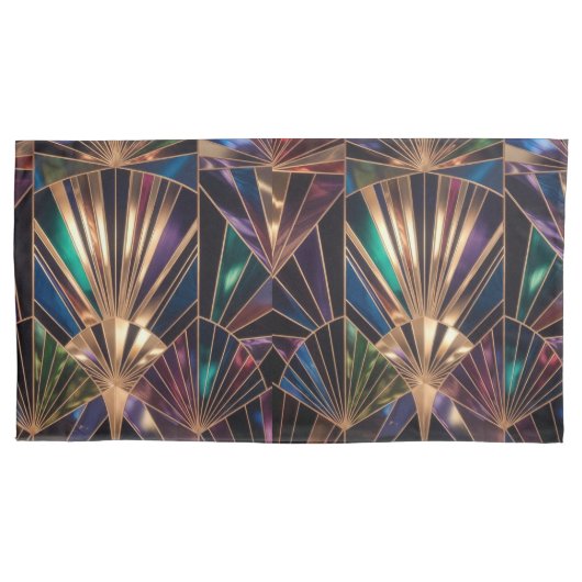 Jewel Tone Art Deco Multicolor Geometric Sunburst Kussensloop (Voorkant)