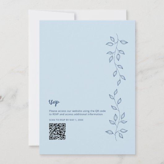 Jewel Tone Blauw Moderne Bruiloft QR Code uitnodig Kaart (Achterkant)