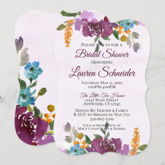 Jewel Tone Bridal Shower Invitation Waterverf Kaart