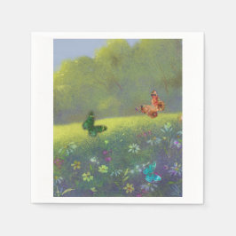 Jewel Tone Butterflies in Summer Meadow Servet