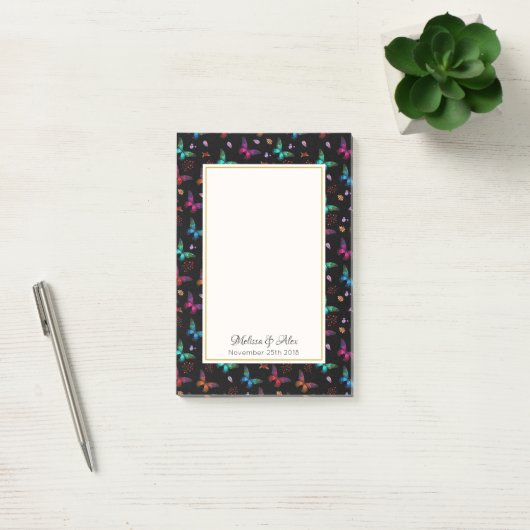  Jewel Tone Butterflies op Black Custom Post-it® Notes (Kantoor)