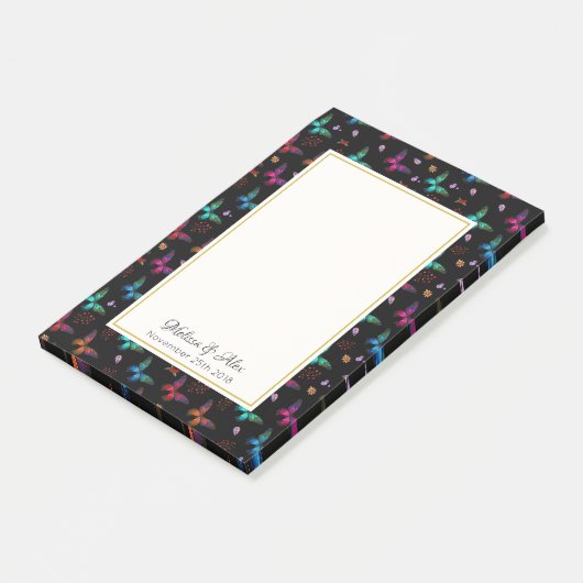  Jewel Tone Butterflies op Black Custom Post-it® Notes (Schuin)